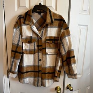 HYFVE Plaid Utility Jacket - Brown and Cream
